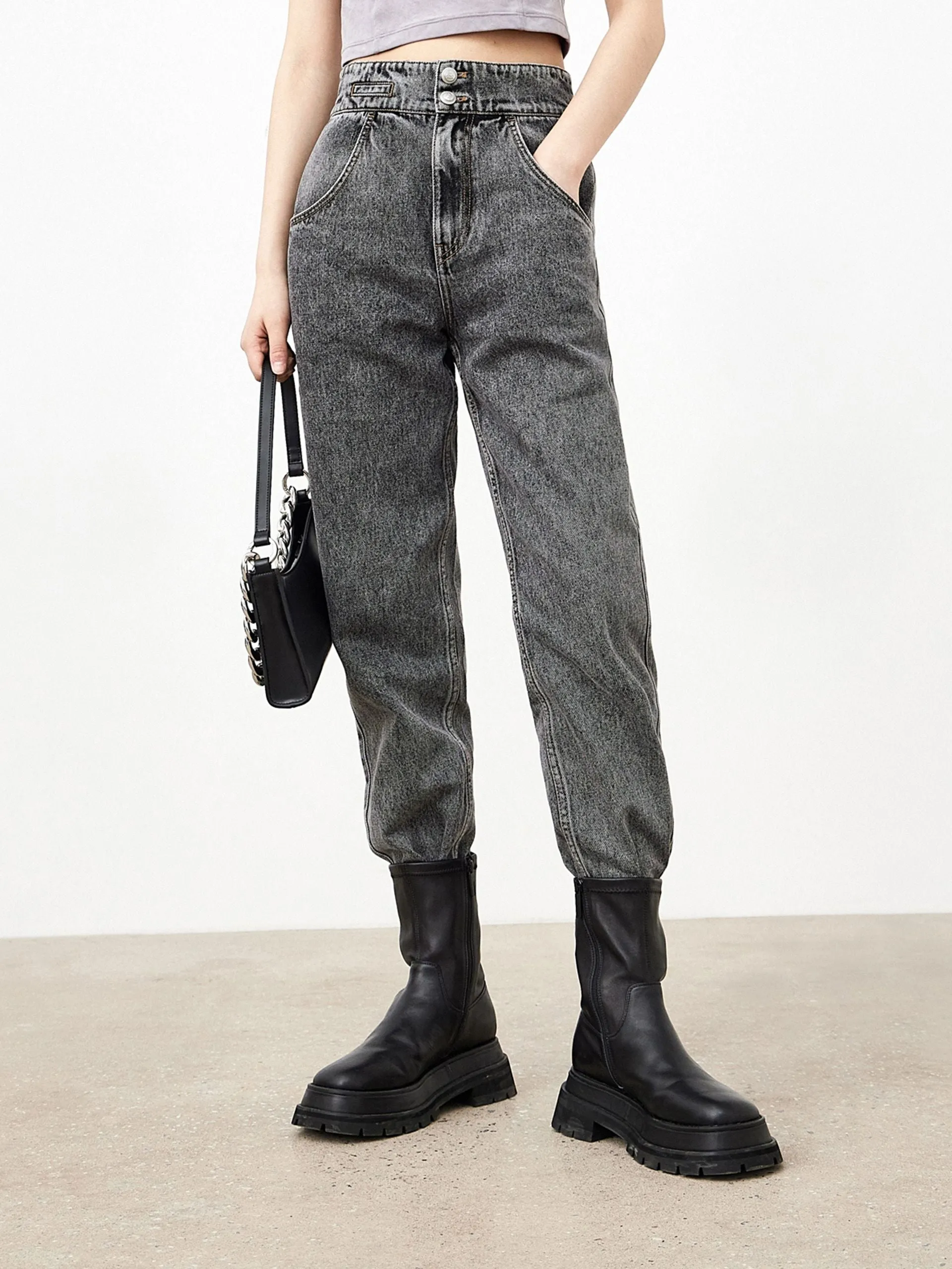 High Waist Straight Leg Jeans sold by Mo&Co