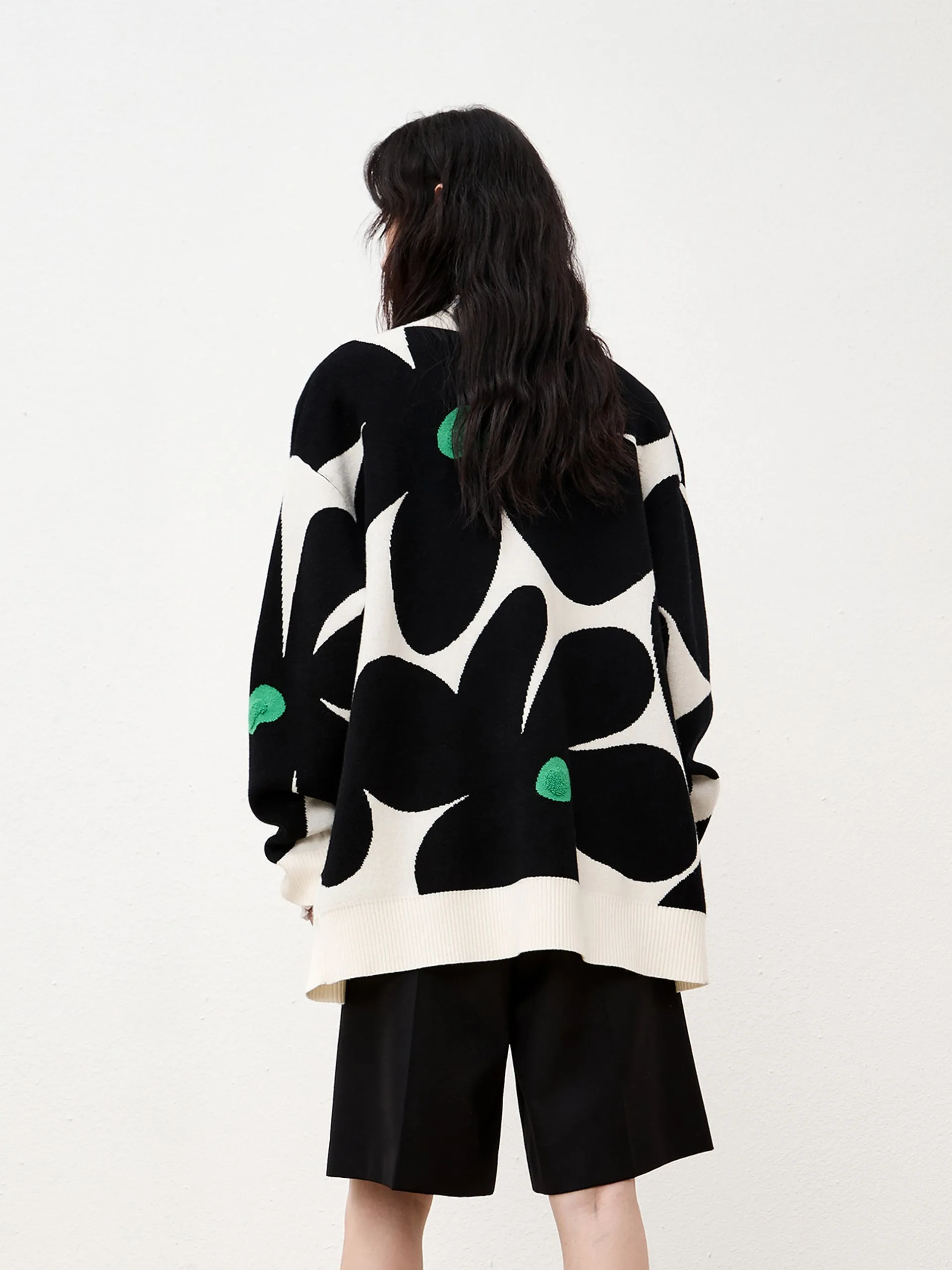 Wool Blend Floral Pattern Cardigan sold by Mo&Co product image thumbnail 3