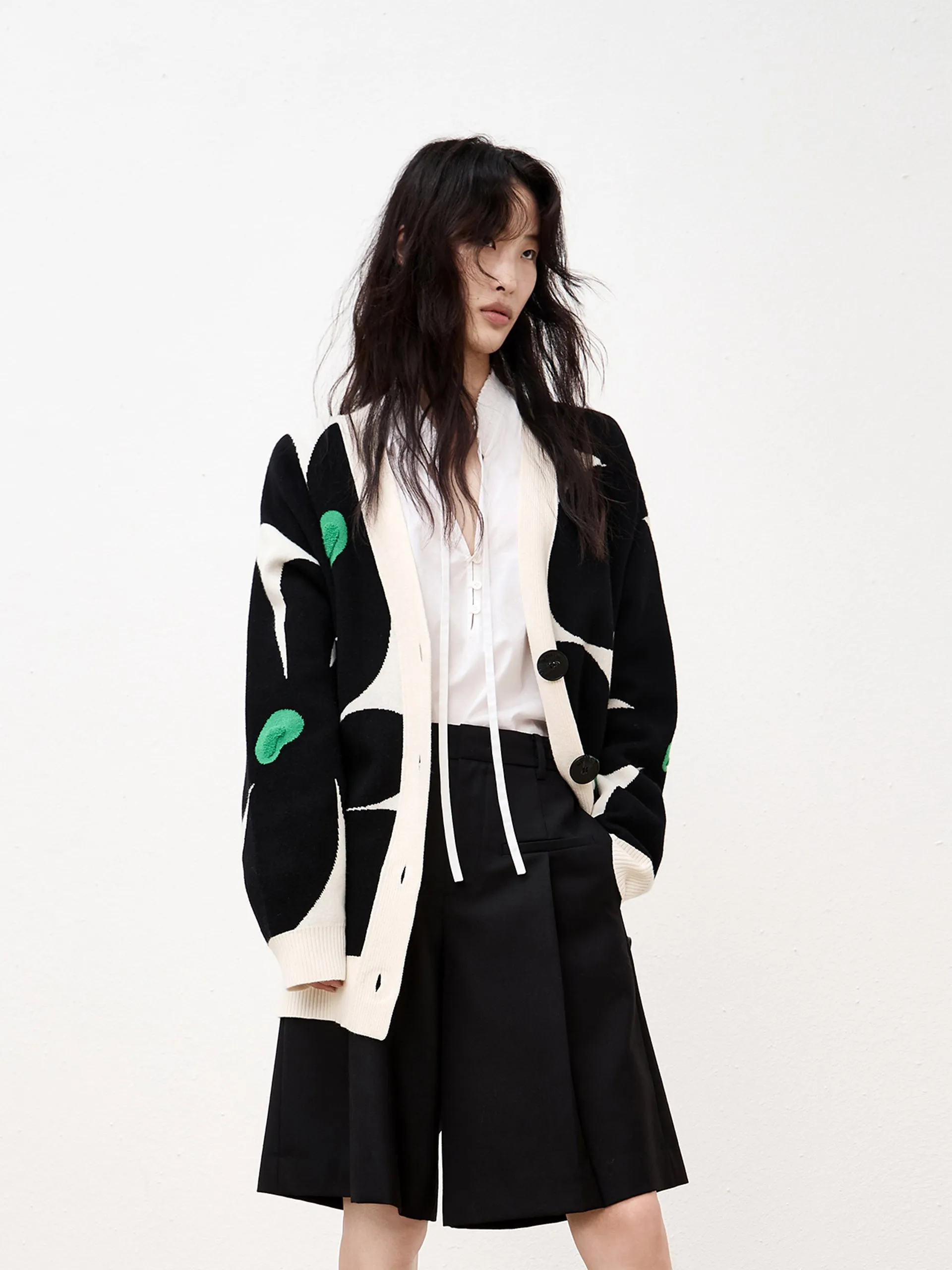 Wool Blend Floral Pattern Cardigan sold by Mo&Co product image thumbnail 2