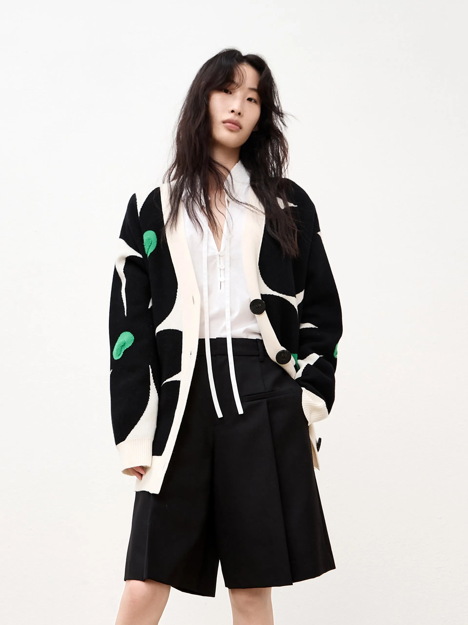 Wool Blend Floral Pattern Cardigan sold by Mo&Co