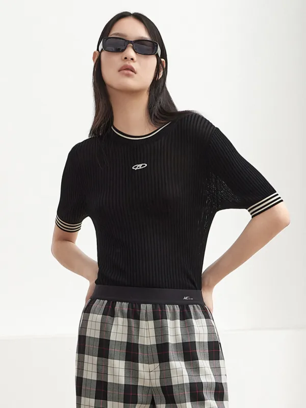 Knitted Embroidered Logo Top sold by Mo&Co