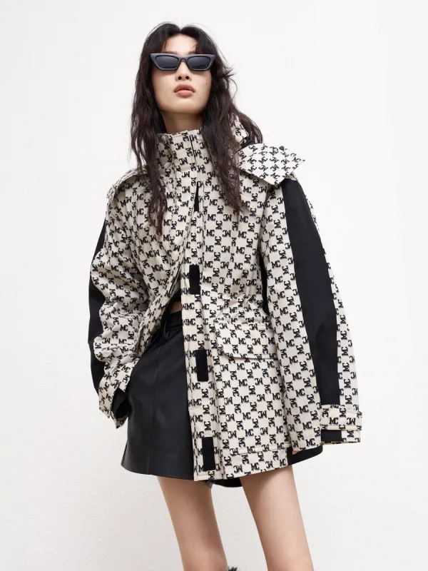 Contrast Quilted Jacquard Down Jacket sold by Mo&Co