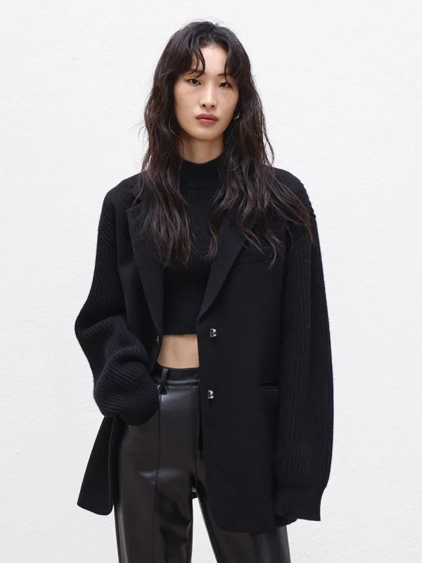 Ribbed Paneled Wool Blazer sold by Mo&Co