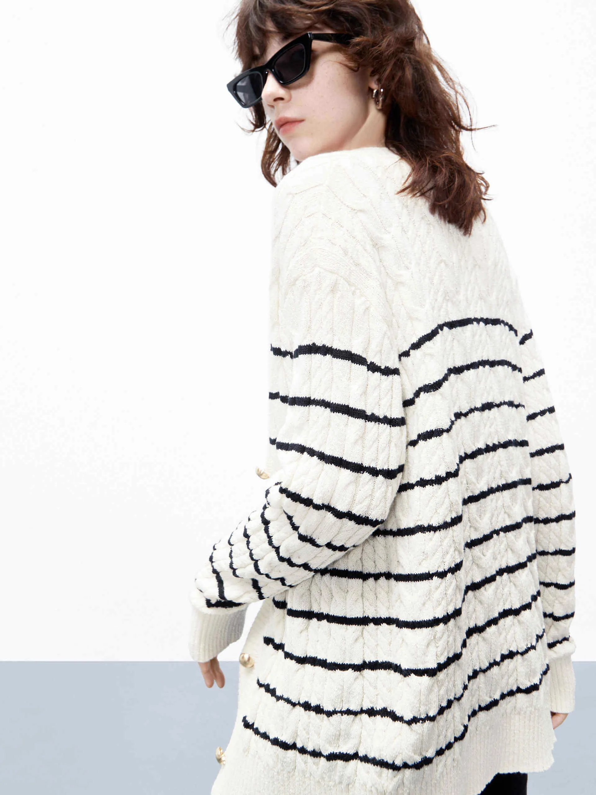 Loose Stripes Knit Cardigan sold by Mo&Co product image thumbnail 2