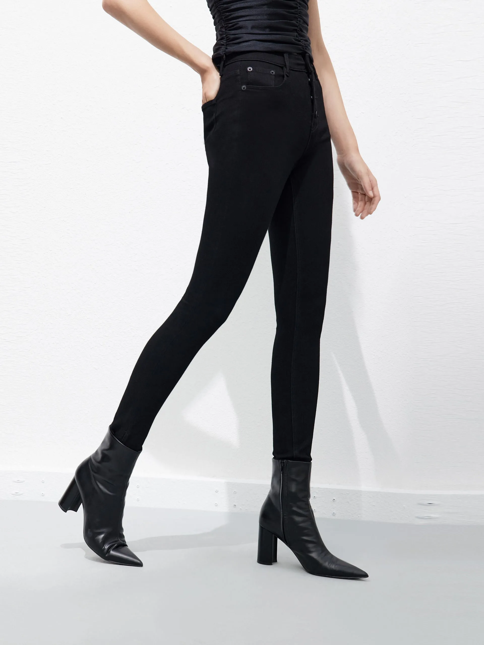 Slit High Rise Jeans in Skinny sold by Mo&Co product image thumbnail 2