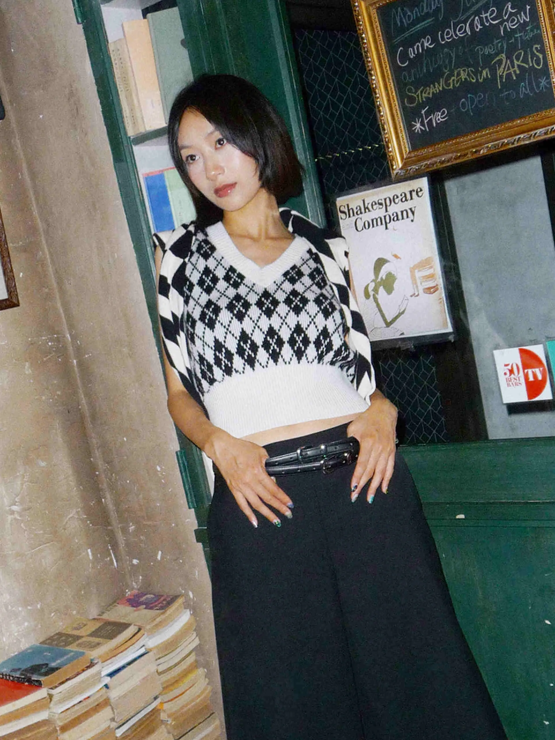 V-neck Argyle Check Knit Vest sold by Mo&Co product image thumbnail 5