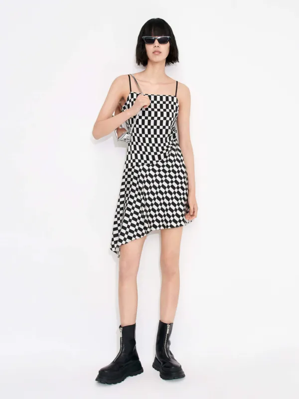 Side Pleated Checked Dress sold by Mo&Co