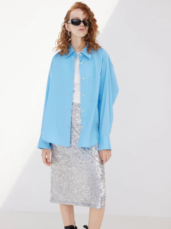 Cotton Blend Poplin Shirt sold by Mo&Co