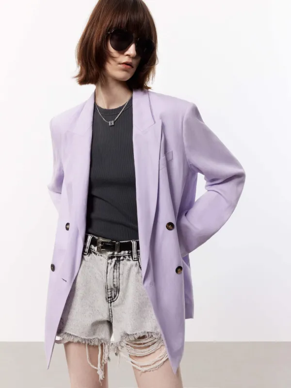 Linen Blend Tailored Blazer sold by Mo&Co