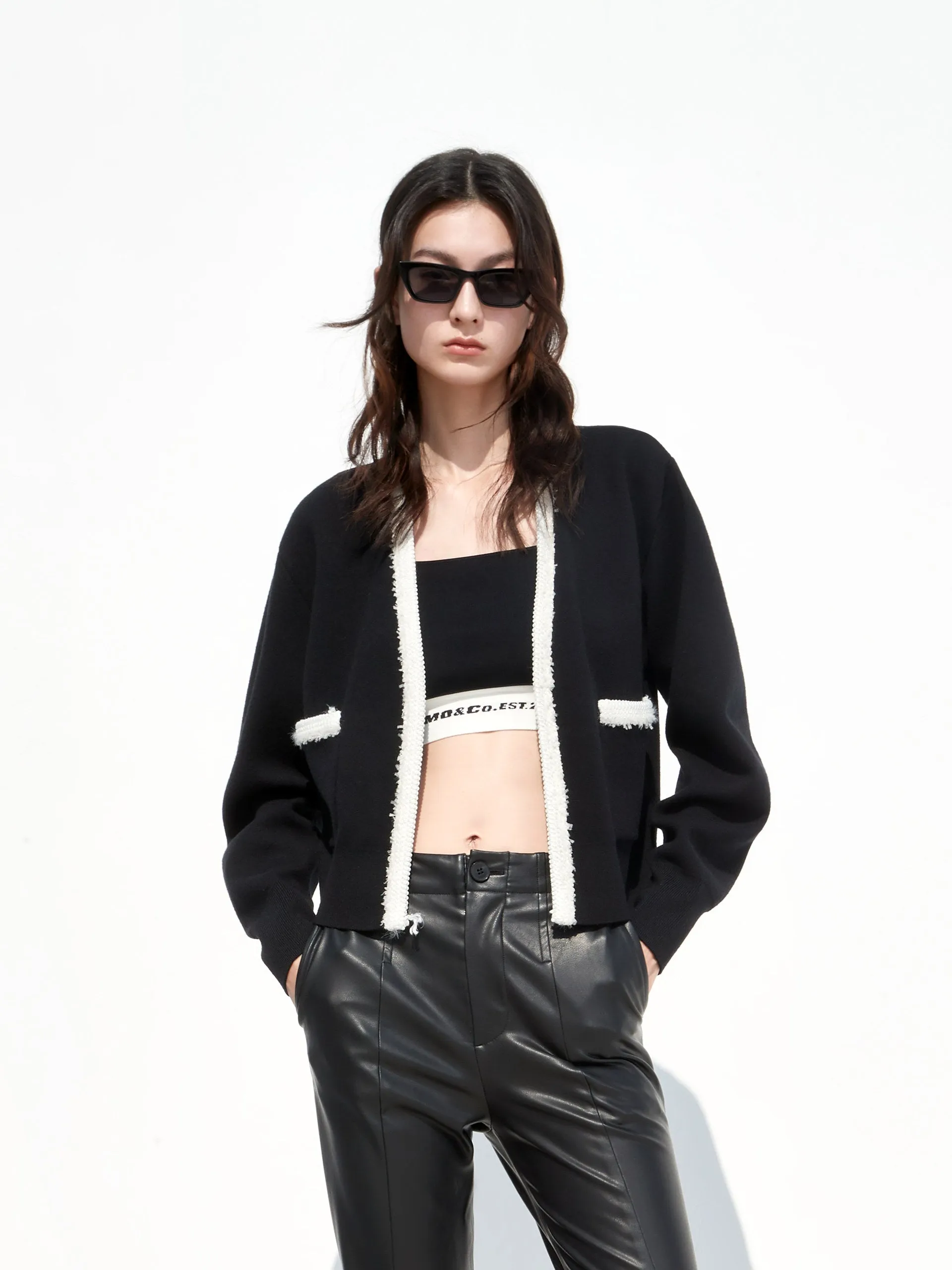 V Neck Contrast Cardigan sold by Mo&Co