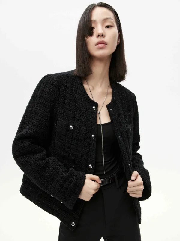 Tweed Quilted Down Jacket sold by Mo&Co