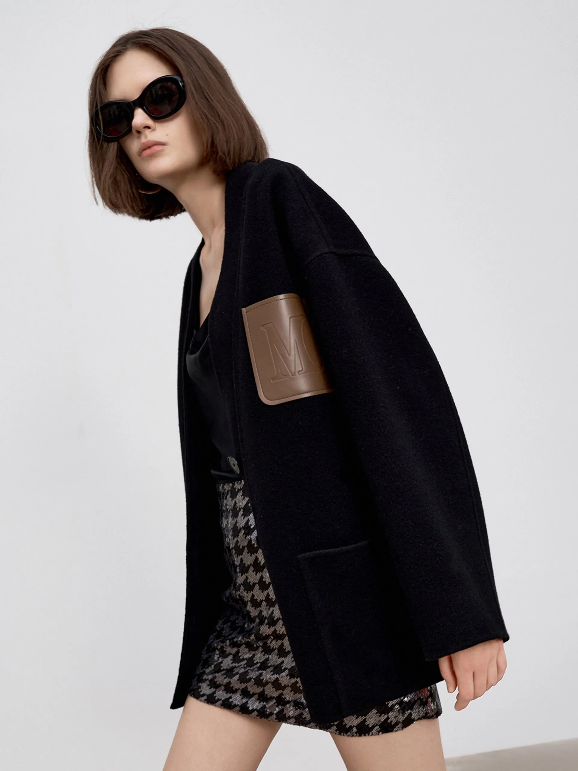 Wool Blend V-neck Coat sold by Mo&Co product image thumbnail 3