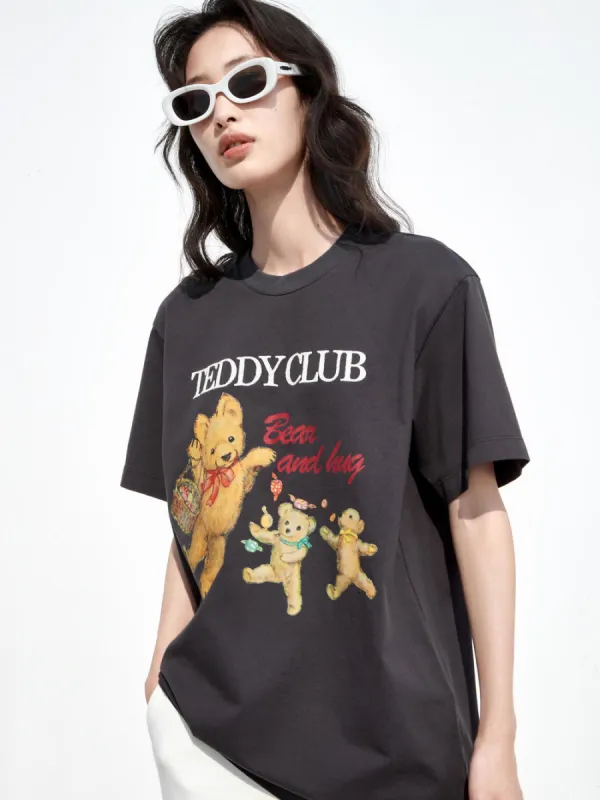 Vintage Cartoon Print Cotton T-shirt sold by Mo&Co