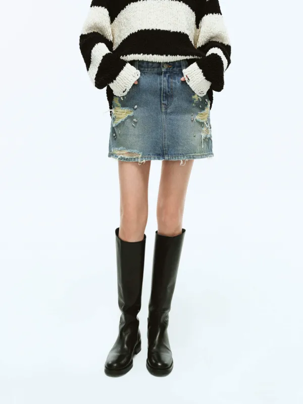 Crystal Detail Mini Skirt sold by Mo&Co