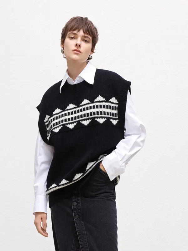 Fair Isle Wool Knitted Vest sold by Mo&Co