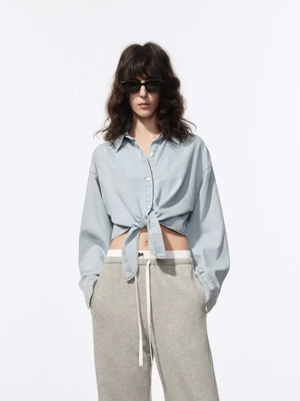Tie Detail Cropped Shirt sold by Mo&Co