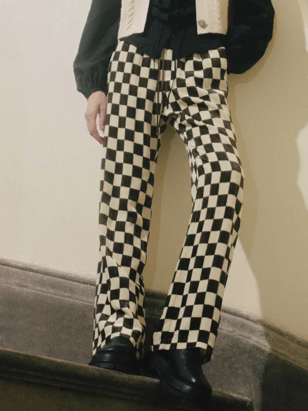 Checkerboard Straight Casual Pants sold by Mo&Co