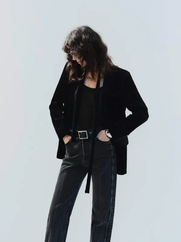 Single Breasted Velvet Blazer sold by Mo&Co