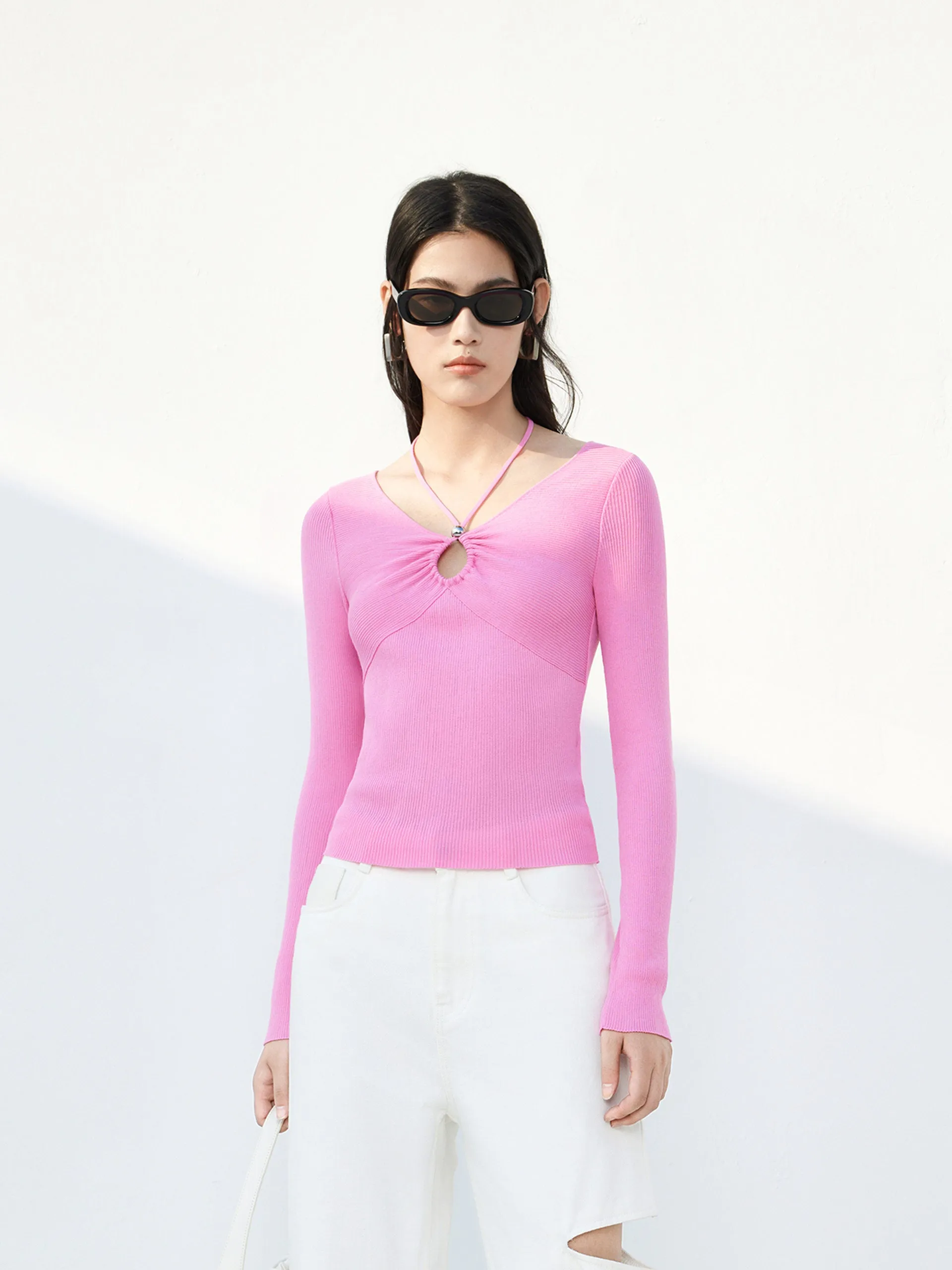 Cotton Blend Ribbed Knit Top sold by Mo&Co