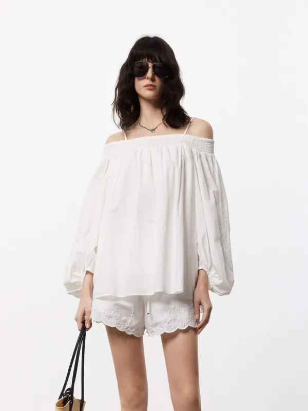 Off Shoulder Cotton Blouse sold by Mo&Co