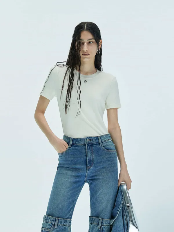 Round Neck Knitted T-shirt sold by Mo&Co