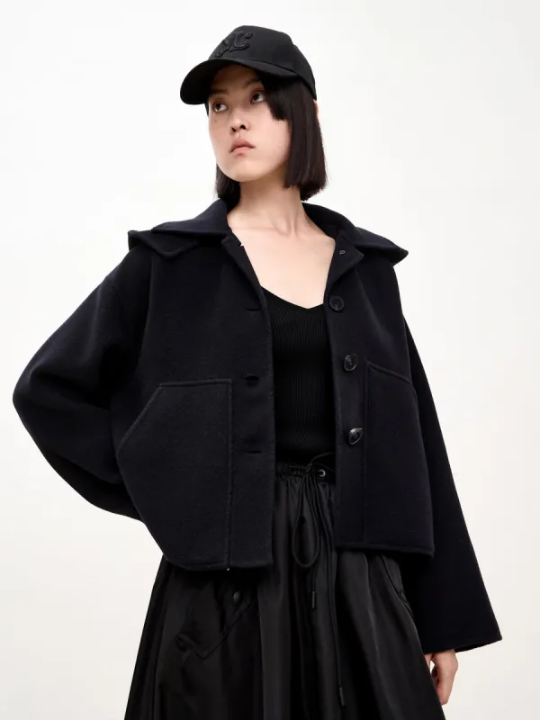 Hooded Cropped Wool Coat sold by Mo&Co