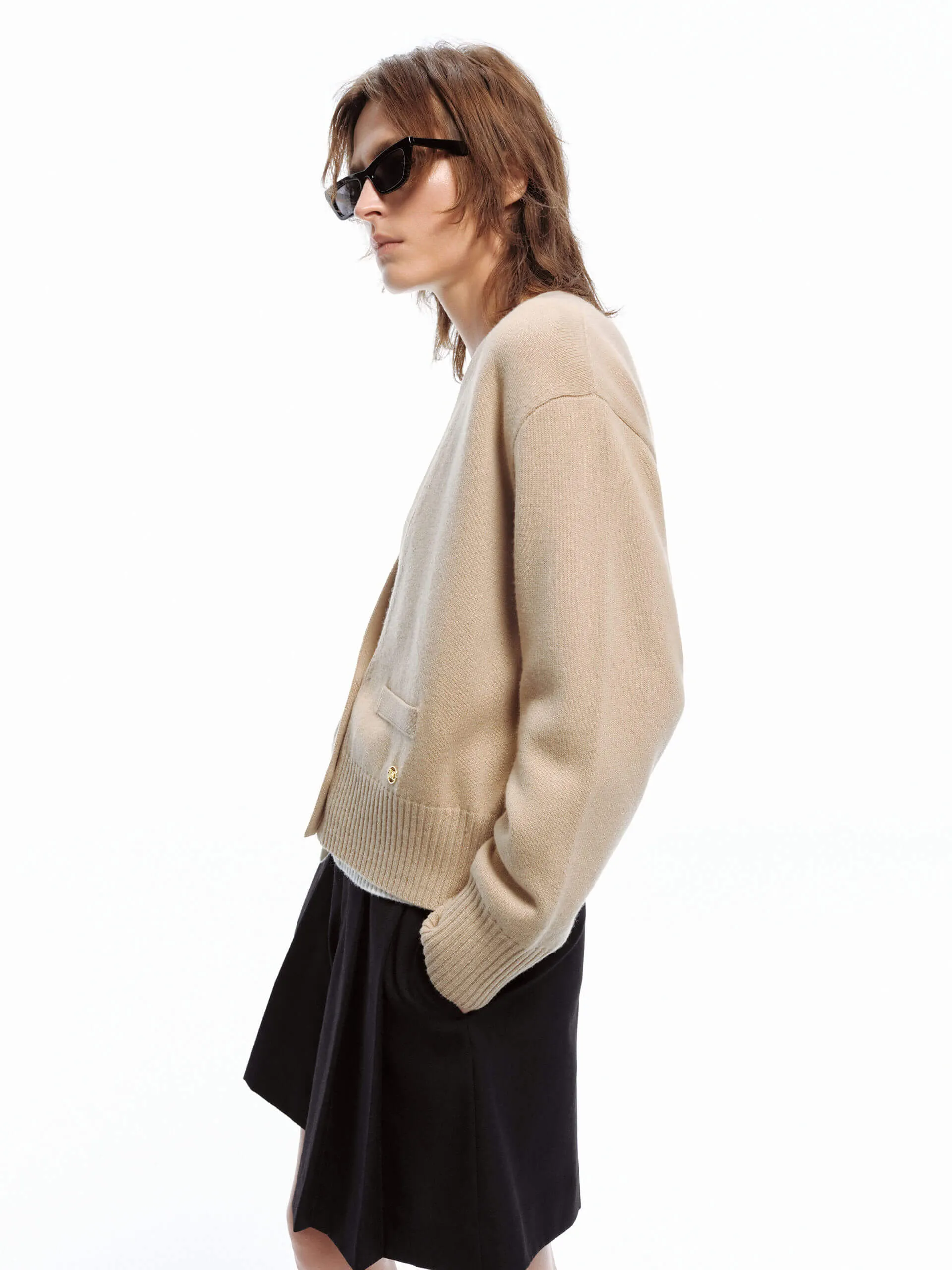 V-neck Wool Knit Cardigan sold by Mo&Co product image thumbnail 3