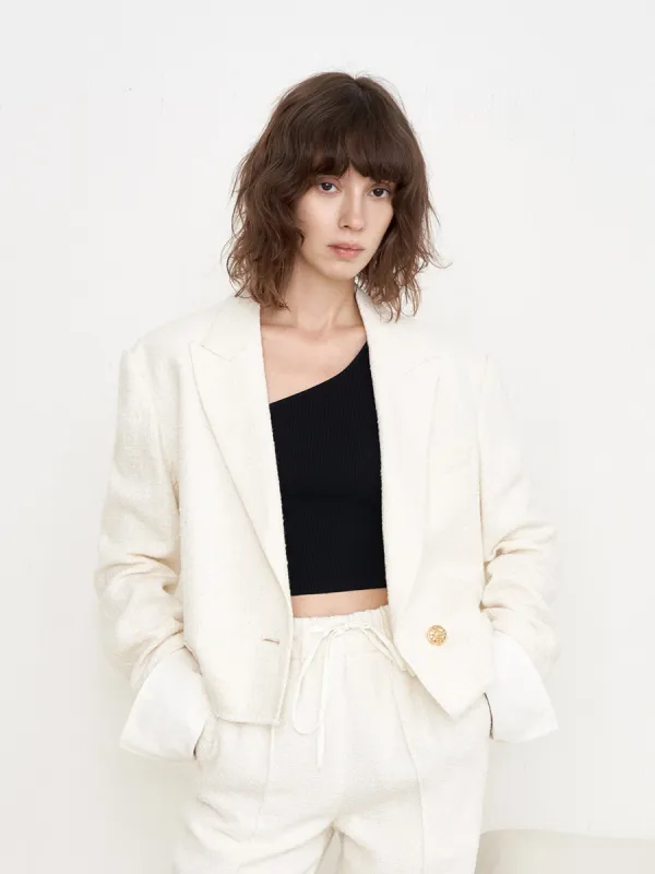 Cropped Single Breasted Blazer sold by Mo&Co