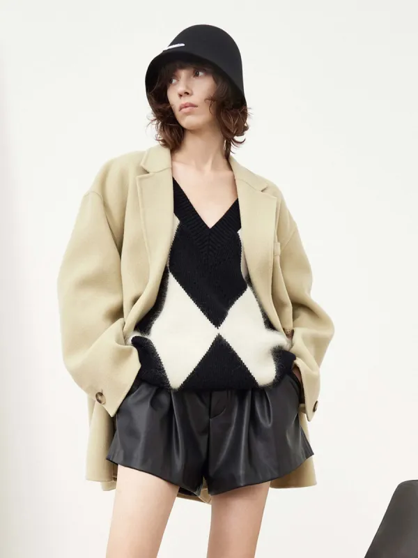 Wool Blend Oversized Blazer Coat sold by Mo&Co