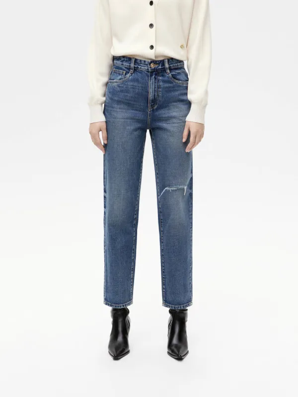 Ripped Detail Tapered Jeans sold by Mo&Co
