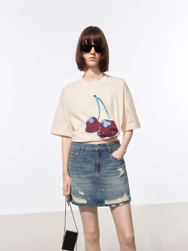 Cherries Pattern Cotton T-shirt sold by Mo&Co