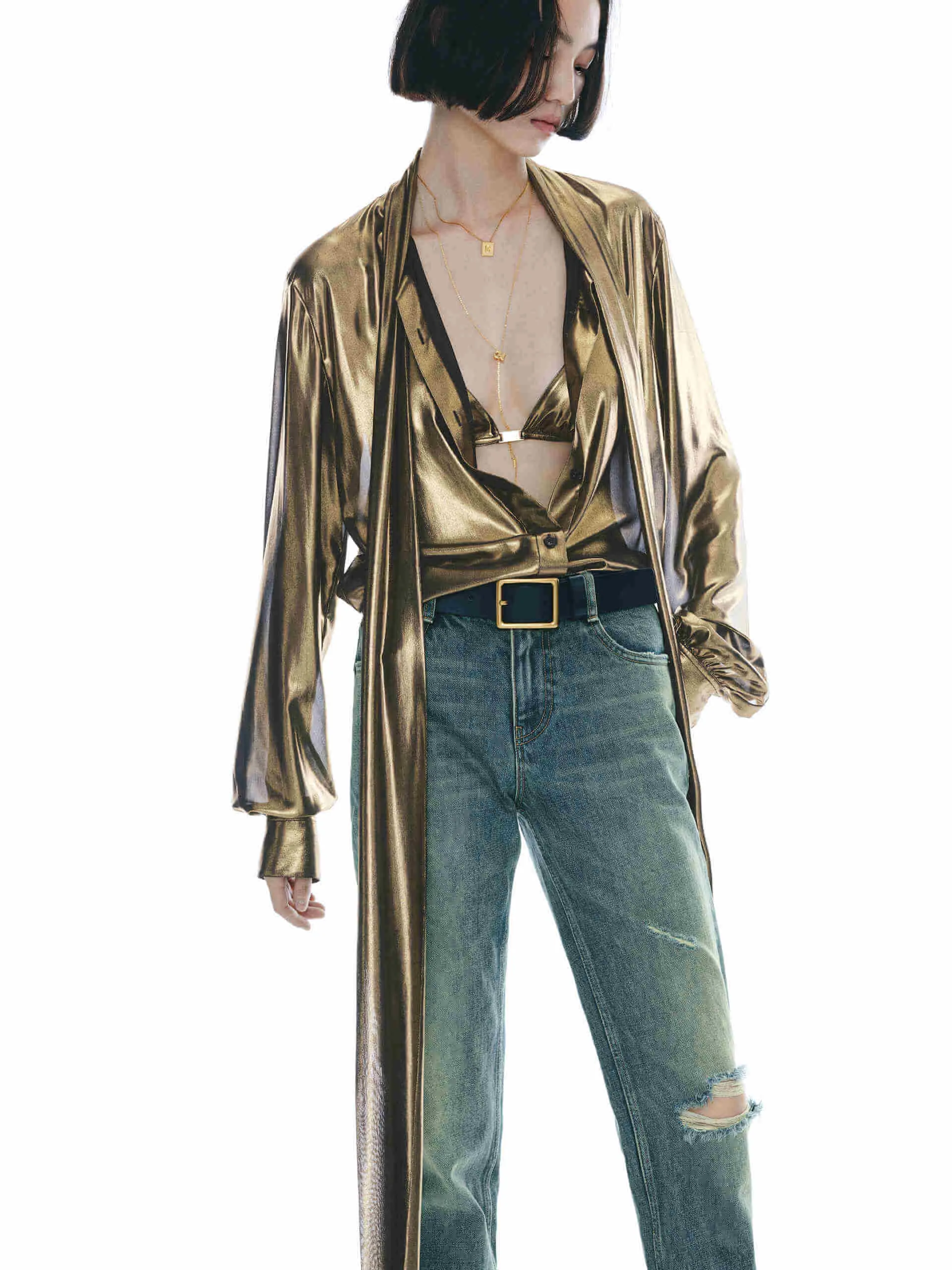 Long Sleeve Tie Blouse sold by Mo&Co