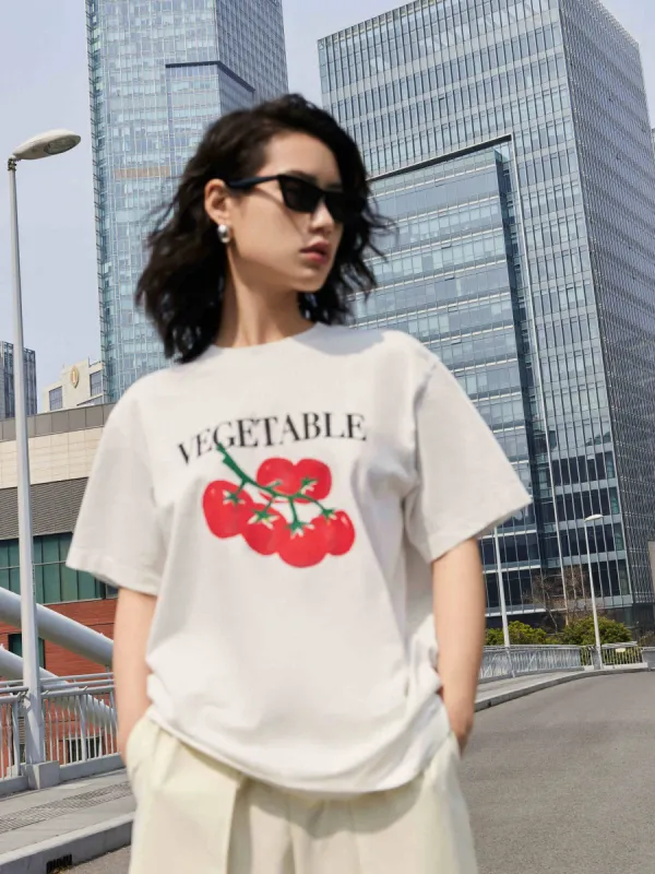 Vegetable Print Cotton T-Shirt sold by Mo&Co