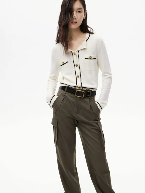 Metallic Button Knit Cardigan sold by Mo&Co