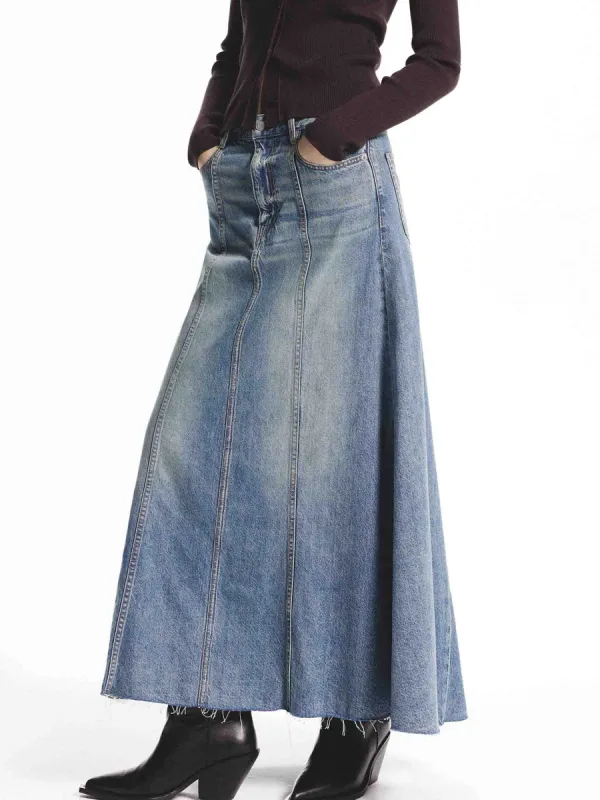 A-line Maxi Denim Skirt sold by Mo&Co