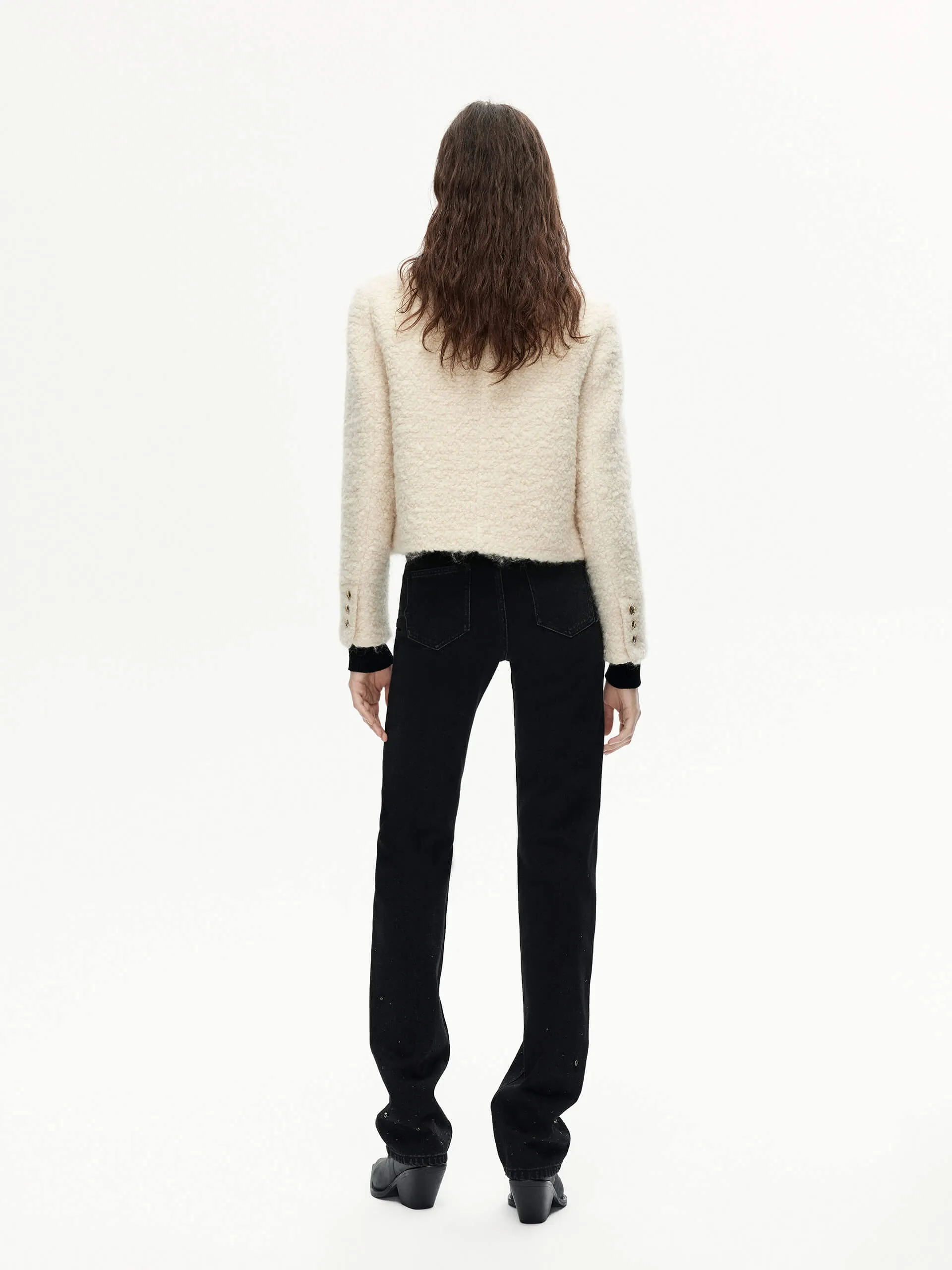 Boucle Textured Cropped Jacket sold by Mo&Co product image thumbnail 3
