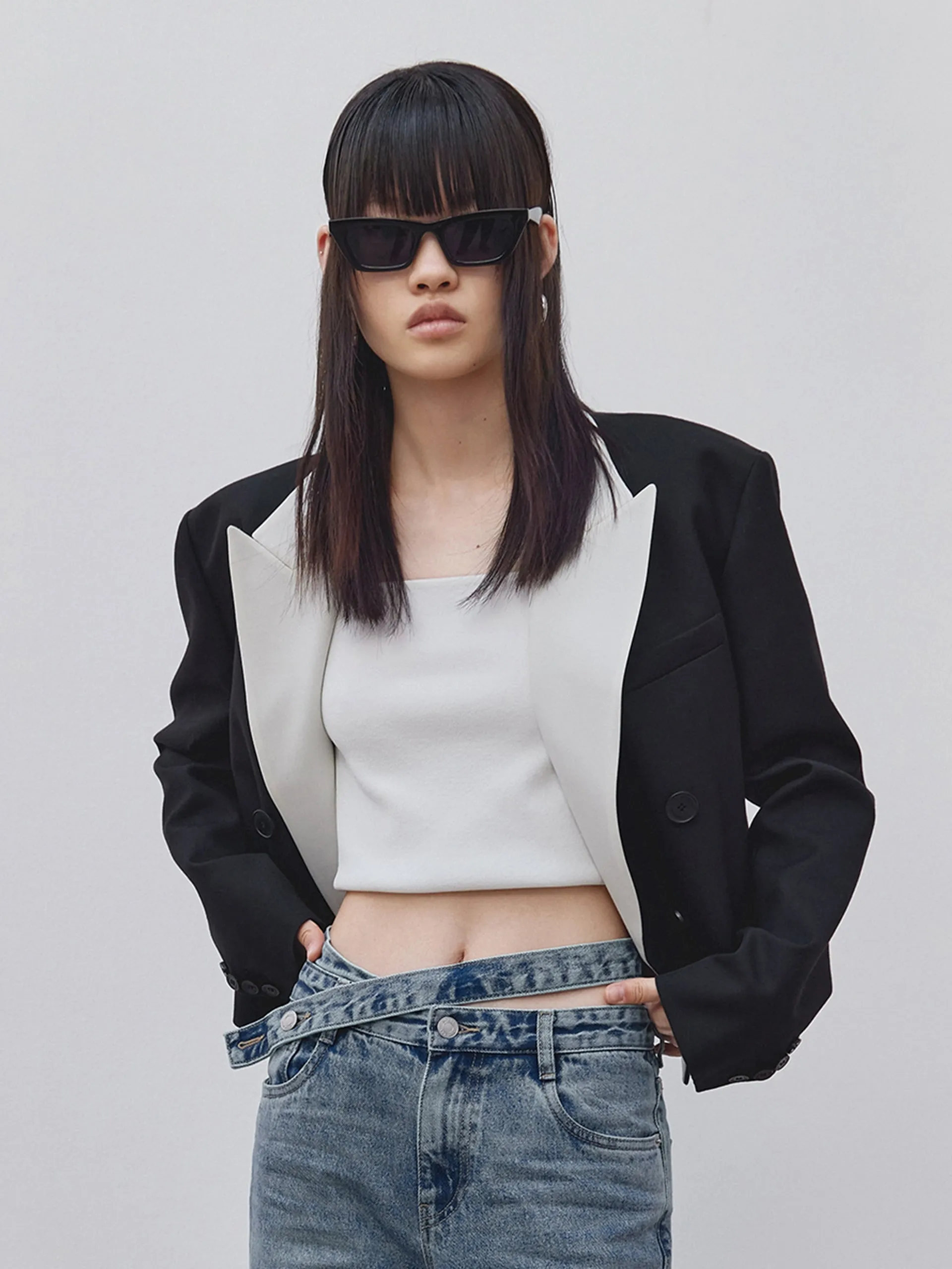 Double Breasted Cropped Blazer sold by Mo&Co product image thumbnail 2