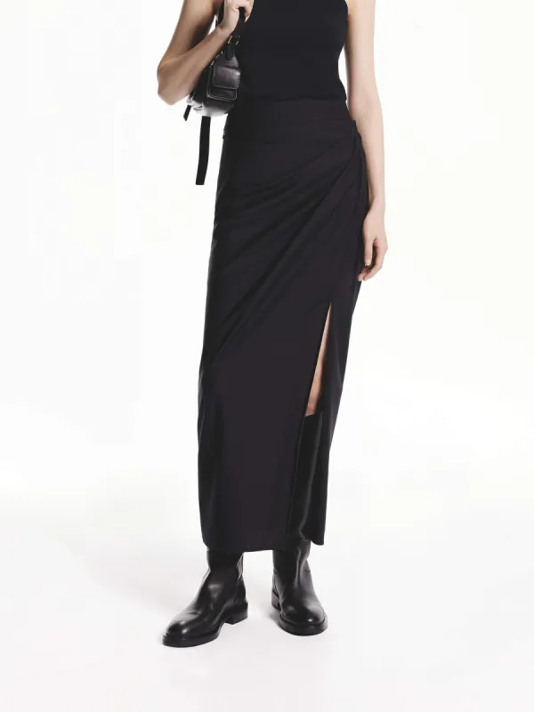 Side Pleated Midi Skirt sold by Mo&Co