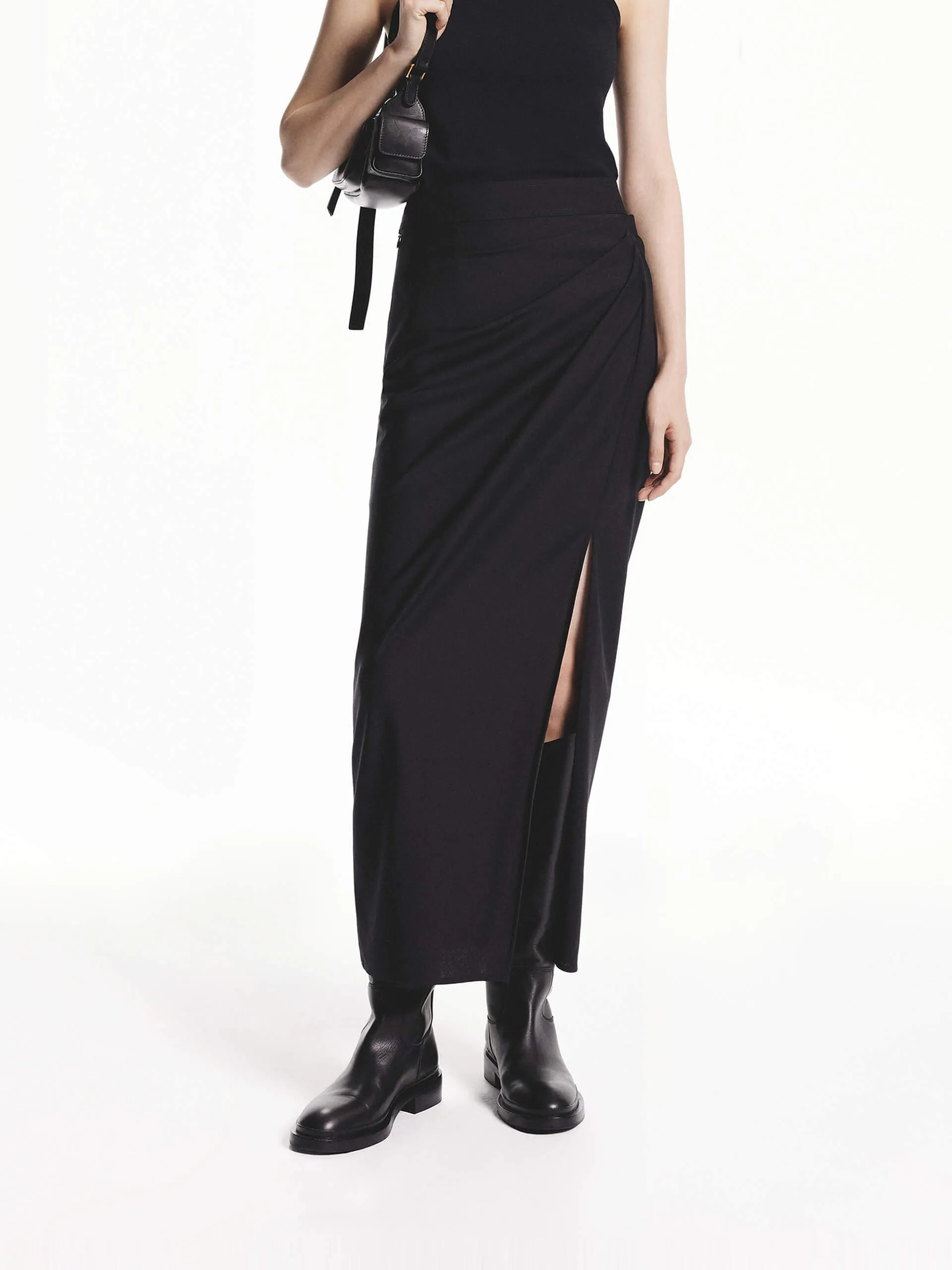 Side Pleated Midi Skirt sold by Mo&Co