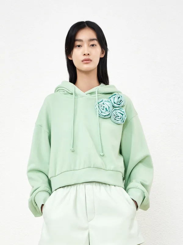 Rosebud Cropped Hooded Sweatshirt sold by Mo&Co