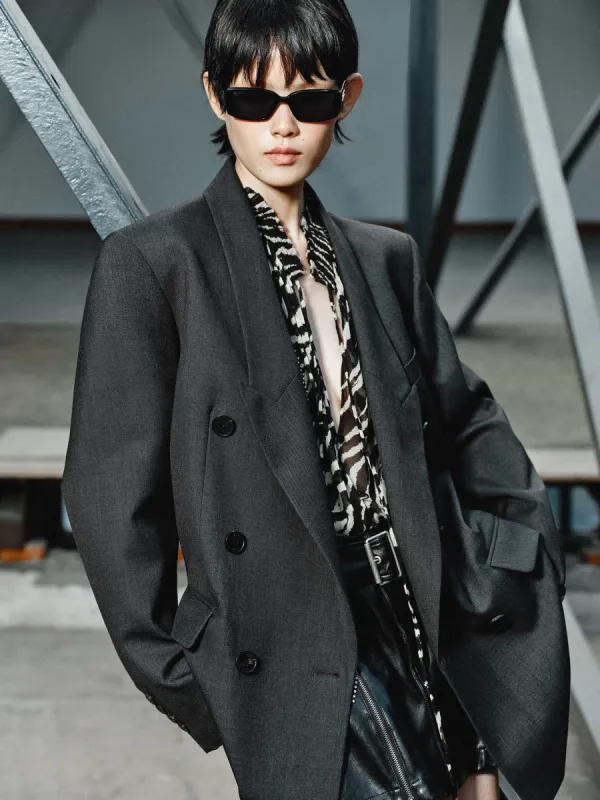 Wool Blend Oversize Blazer sold by Mo&Co