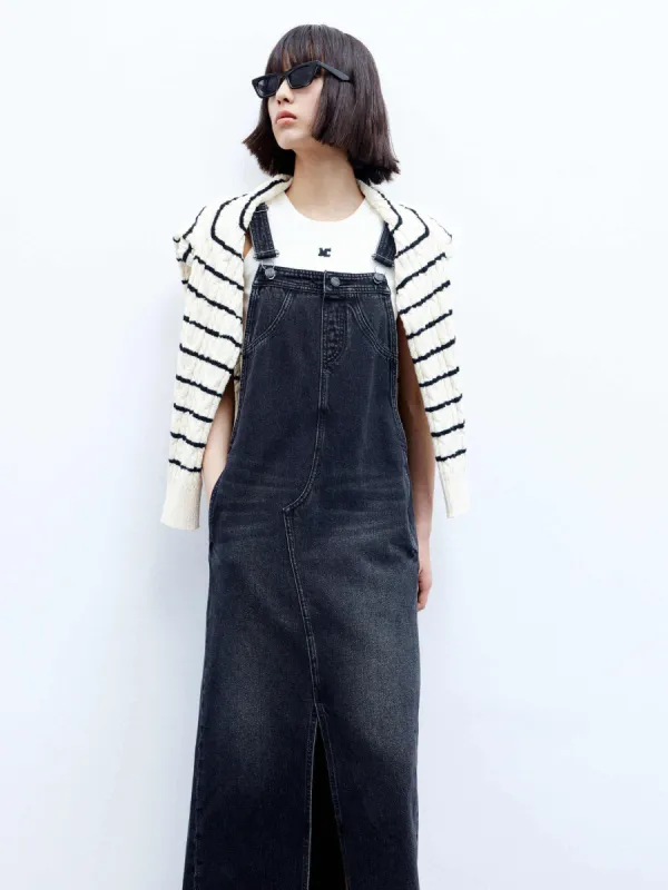 Slit Details Denim Dress sold by Mo&Co