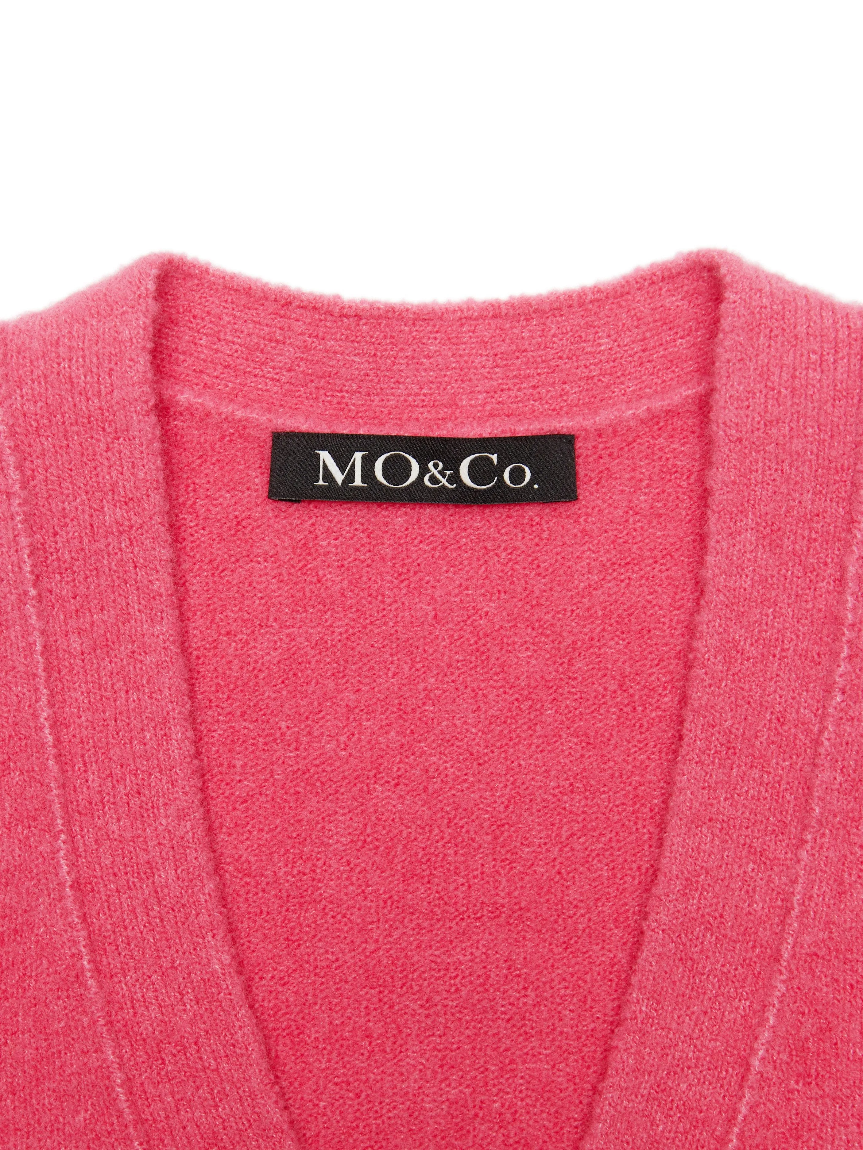 Solid Button Up V Neck Crop Cardigan sold by Mo&Co product image thumbnail 5