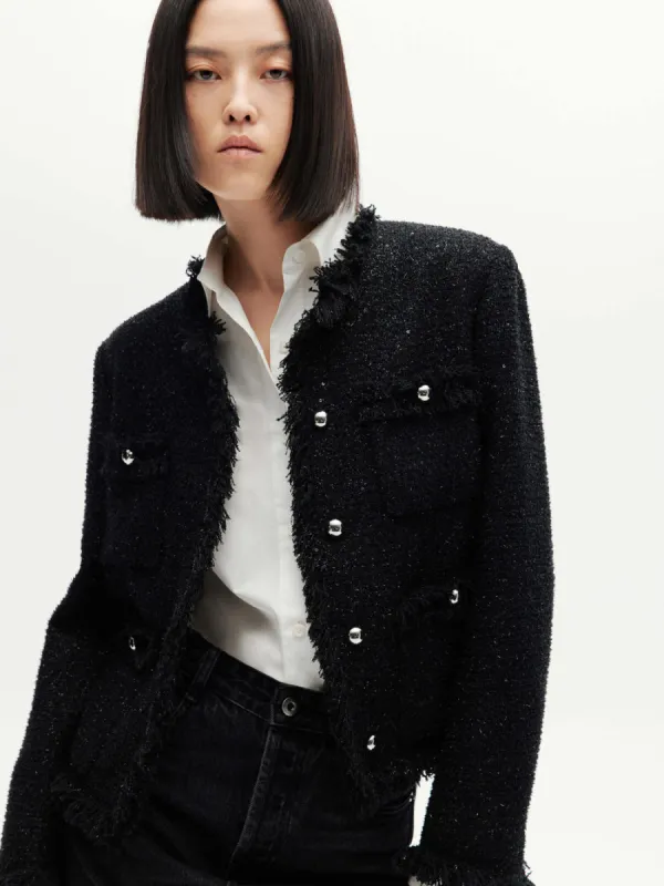 Frayed Trims Tweed Jacket sold by Mo&Co