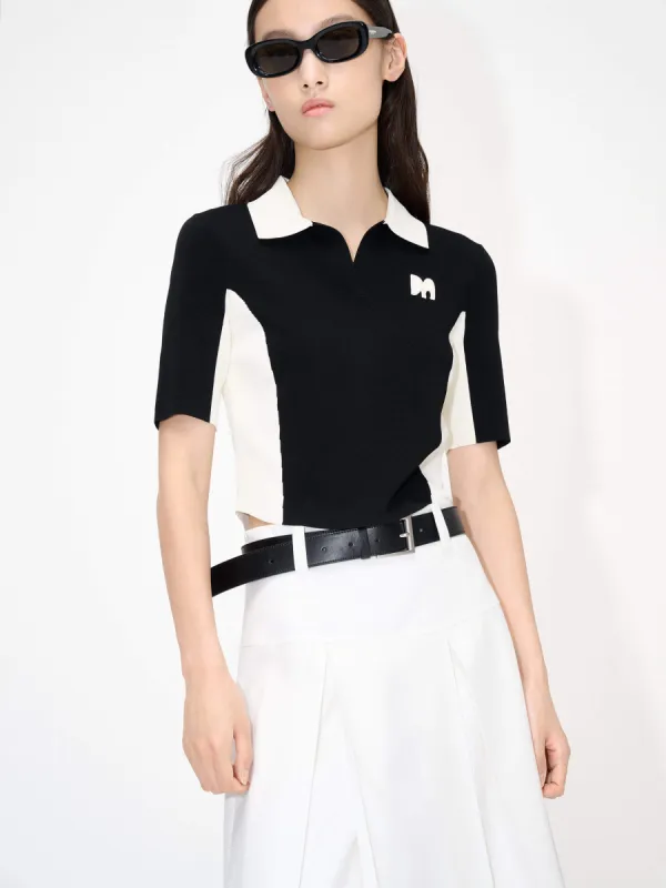 Color Blocked Cropped Top sold by Mo&Co