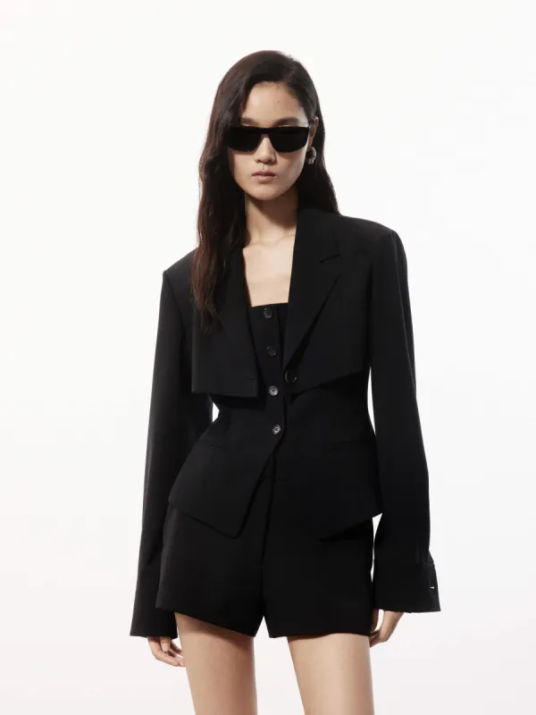 Cropped Blazer with Tailored Tank sold by Mo&Co