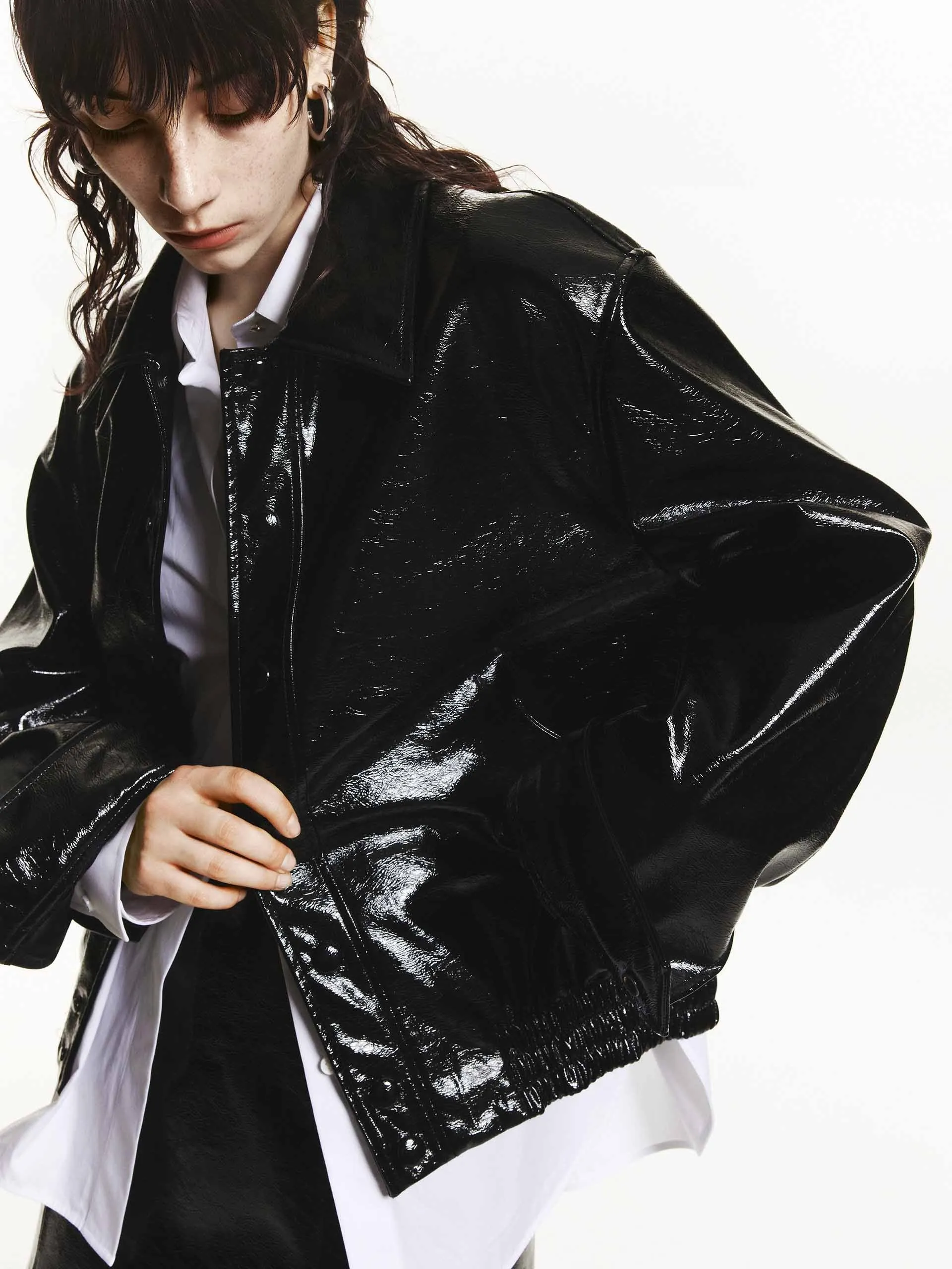 Snap Button Leather Jacket sold by Mo&Co product image thumbnail 2