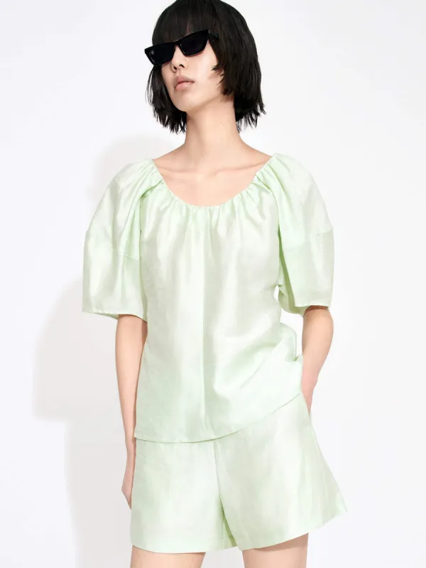 Linen Blend Relaxed Top sold by Mo&Co