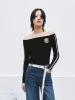 Off Shoulder Ribbed Knit Top sold by Mo&Co
