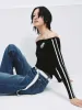 Off Shoulder Ribbed Knit Top sold by Mo&Co